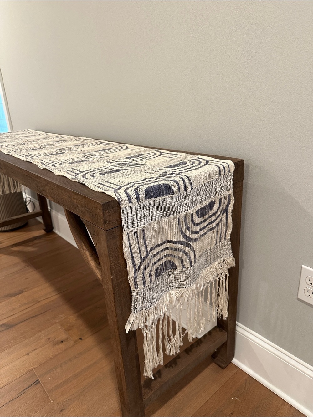Anthropologie  NWT table runner blue grey and cream